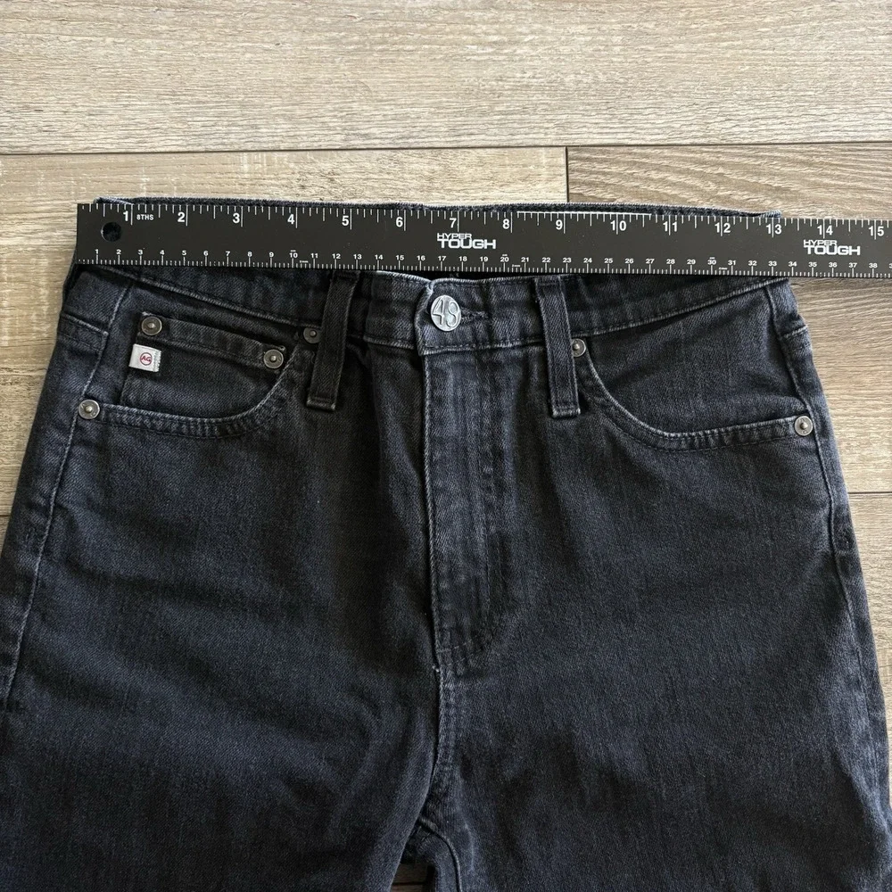 AG Goldschimed‎ Jeans Women 26R Isabelle Black High Rise Straight Crop Raw Hem